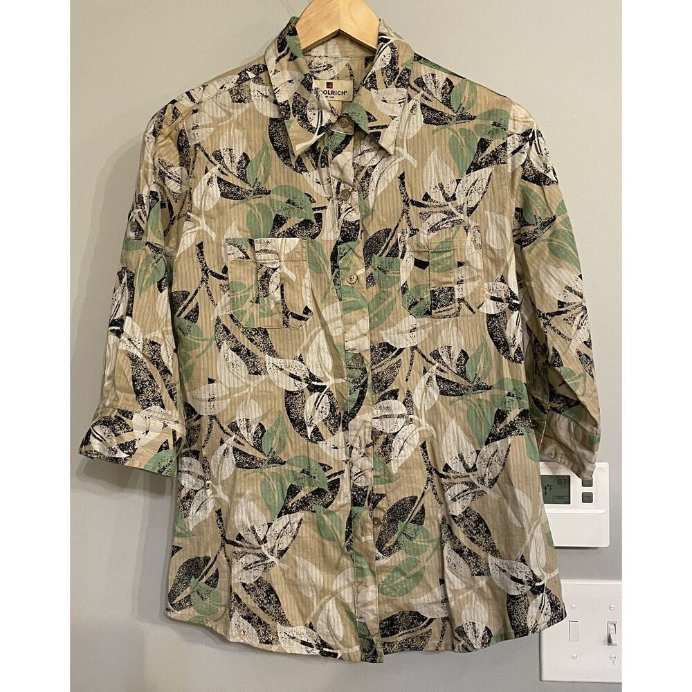 Woolrich Top Floral 3/4 Sleeve Roll Tab Sleeve Lightweight Blouse Womens S
